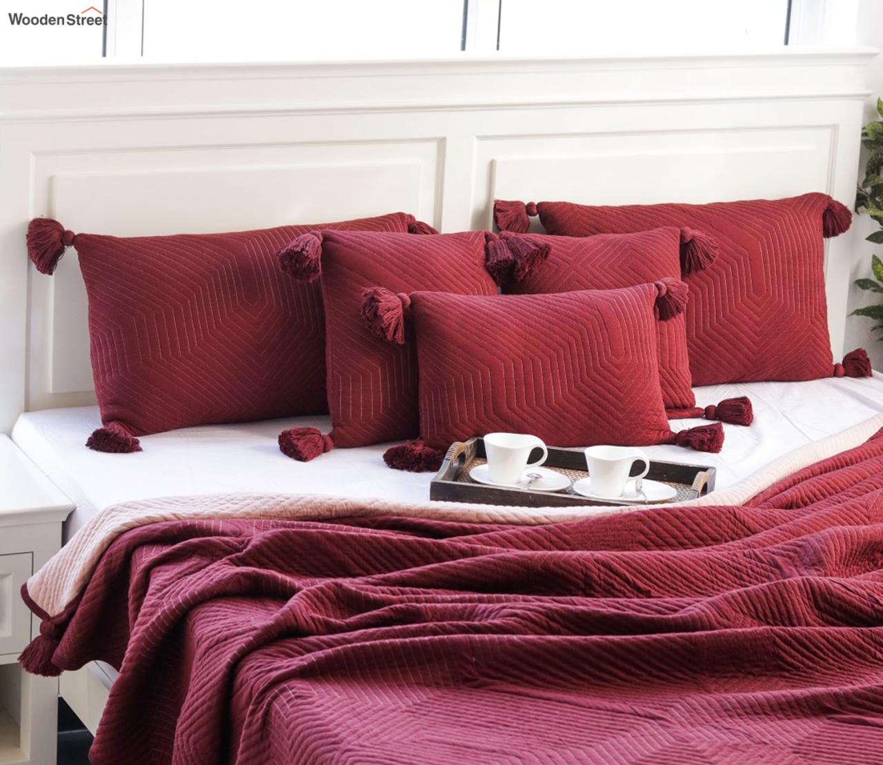 Buy Graham Maroon Cotton Knitted King Size Bed Cover With 2 Pillow ... Best Software Tools for Online Businesses